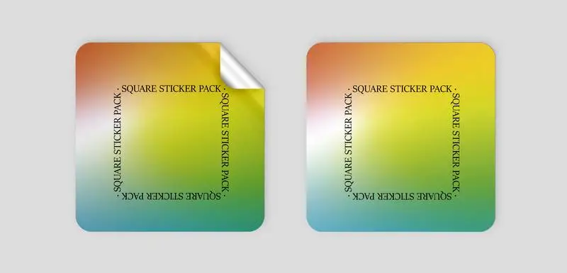 Pack of Square Stickers Mockup