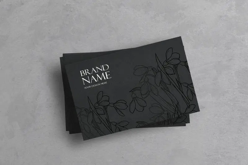 Set of Dark Textured Business Cards Mockup