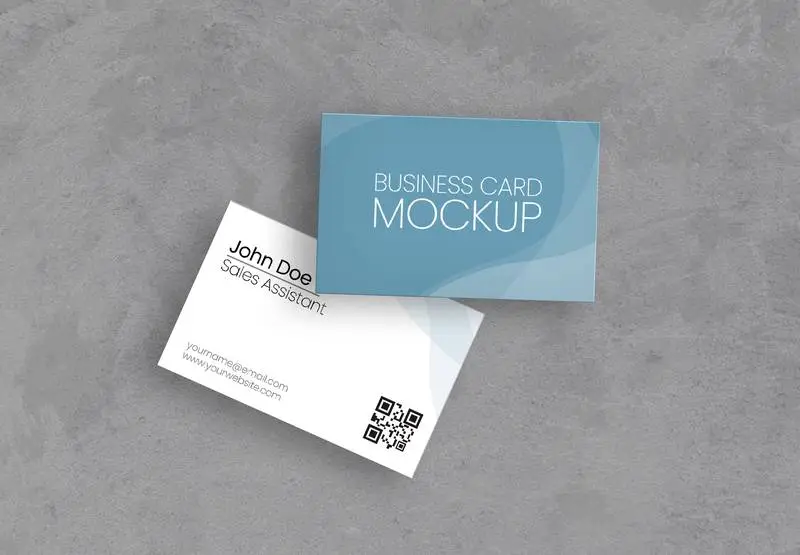 Abstract Business Cards Over Concrete Surface Mockup