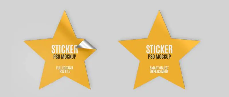 Set of Star Stickers Mockup