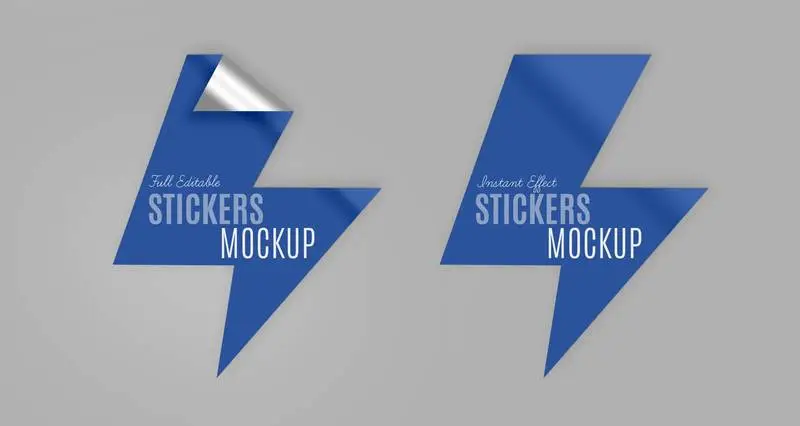 Pack of Lightning Stickers Mockup