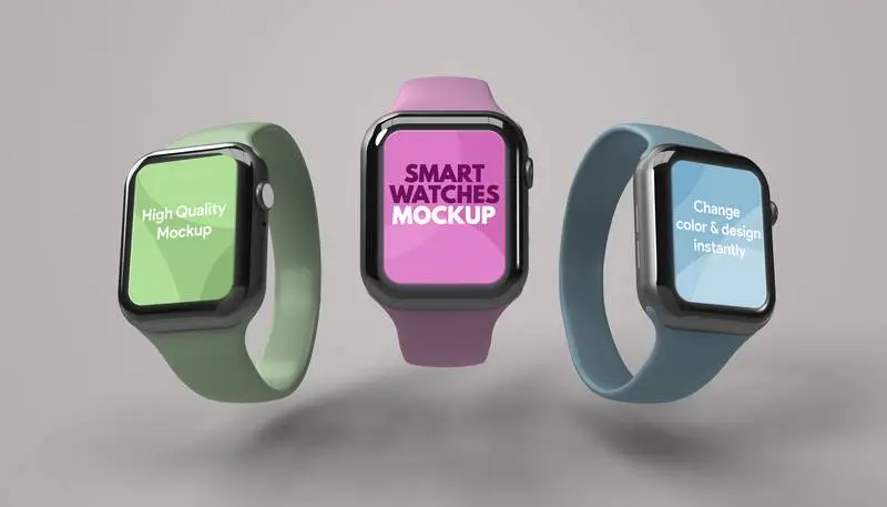 Mockup of Three Smart Watches