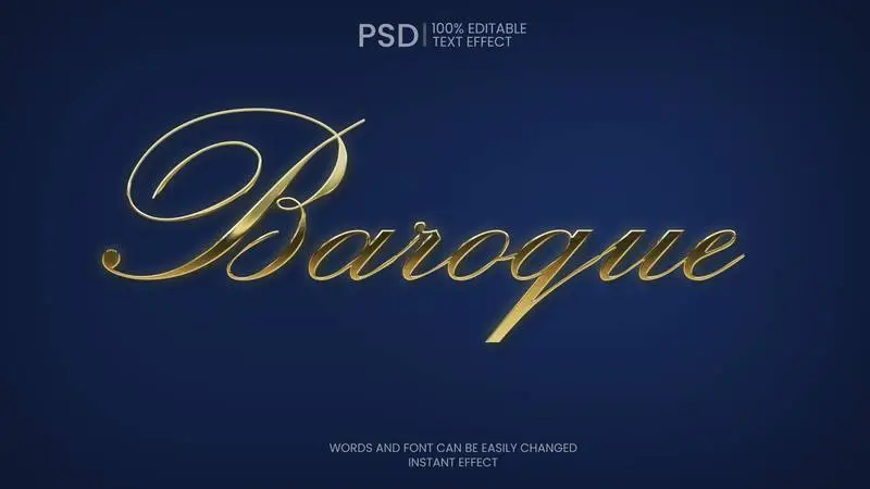 Golden Text Effect on Blue Background