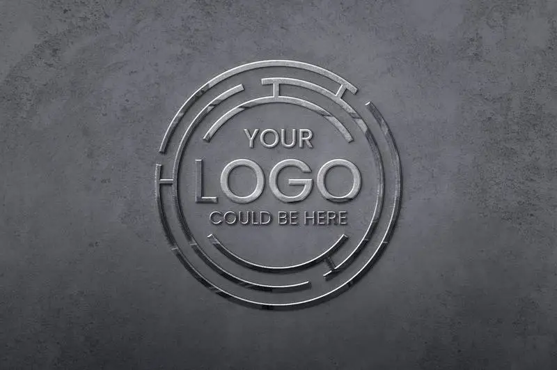 Mockup of Shining Metallic Logo on Stone Wall