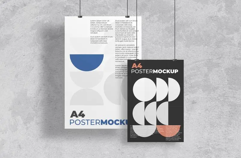 Set of Holding Posters Mockup