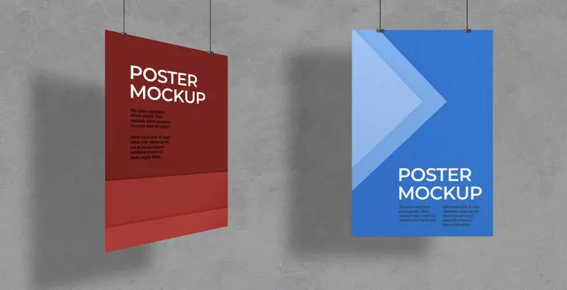 Pack of Posters with Clips Mockup