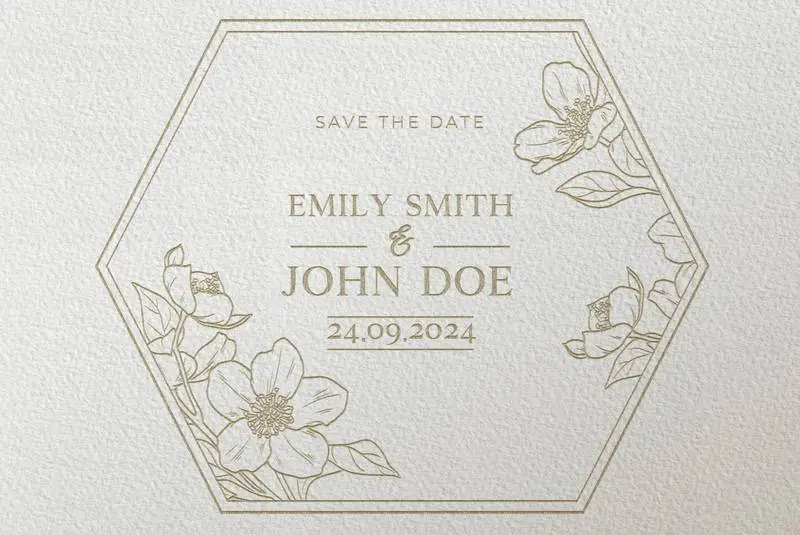 Engraved Wedding Invitation on Watercolor Paper