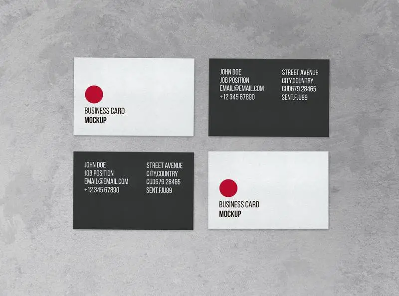 Black and White Business Card Collection Over Concrete Surface