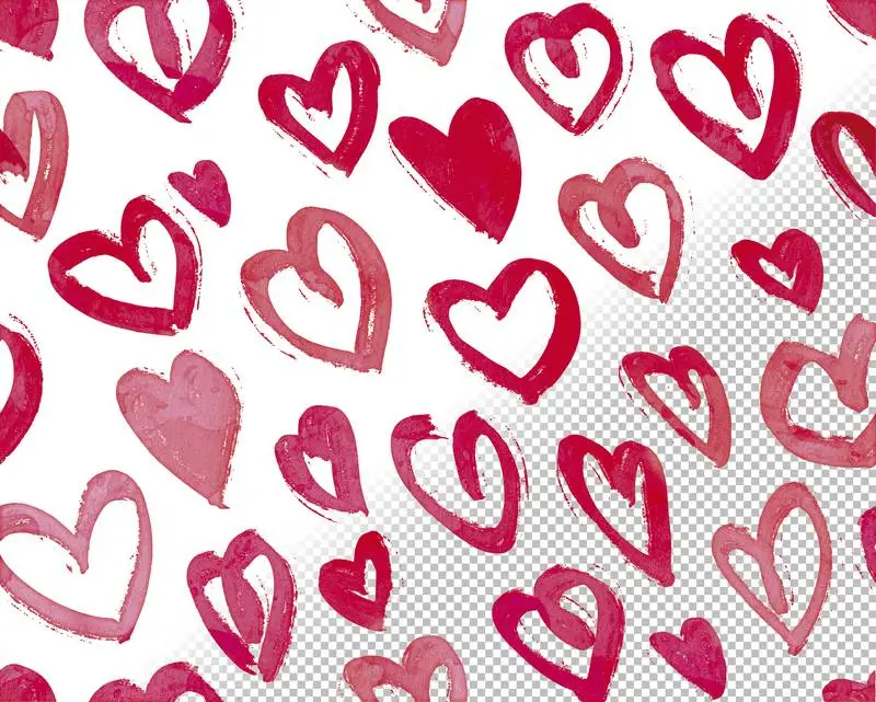 Handmade Brushstroke Hearts Pattern Background