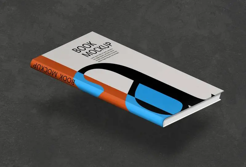 Book Cover Over Dark Surface Mockup