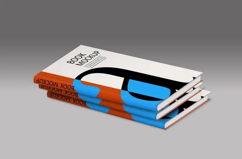 Pack of Books Over Light Surface Mockup