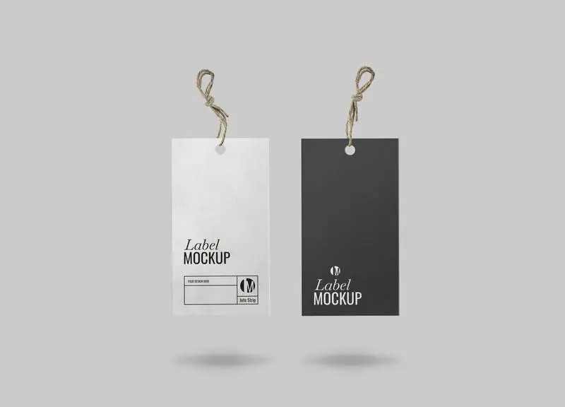 Black and White Labels with Jute Strips Mockup