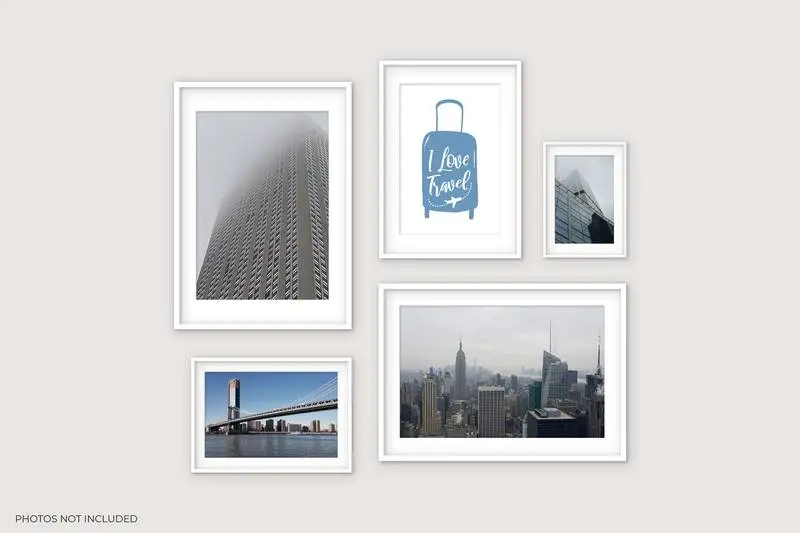 Collection of White Frames Decoration Mockup