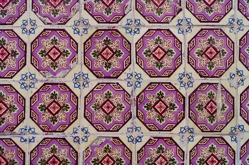 Background Photograph of Geometric Pattern of Antique Portuguese Tiles