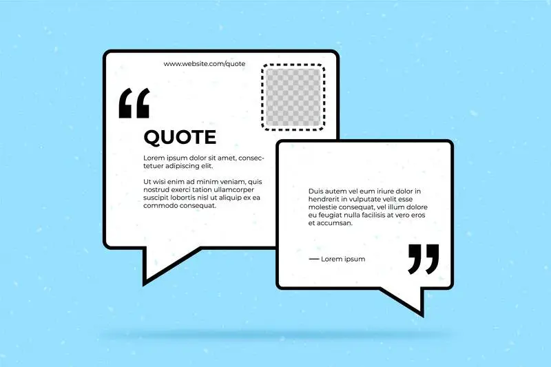 Set of Bubbles for Quote Over Blue Surface