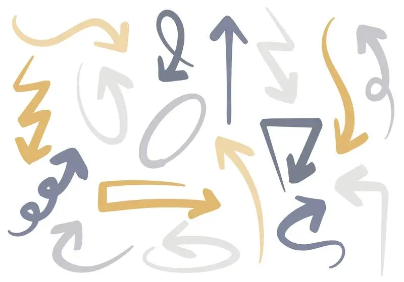 Set of Hand-drawn Soft Color Arrows