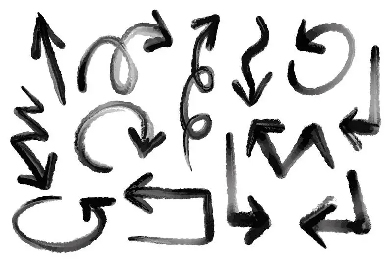 Set of Hand-drawn Brushstroke Arrows