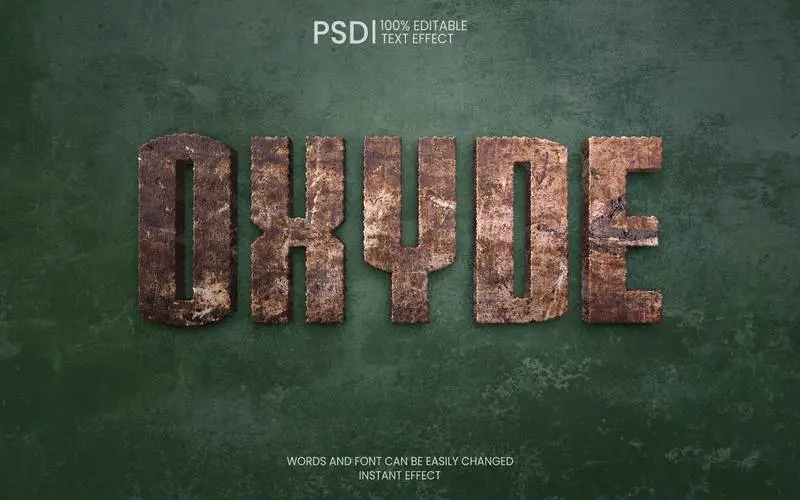 Realistic Rust 3D Text Effect