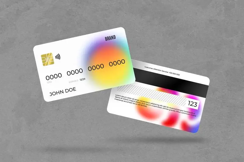 Front and Back Gradient Credit Card Mockup