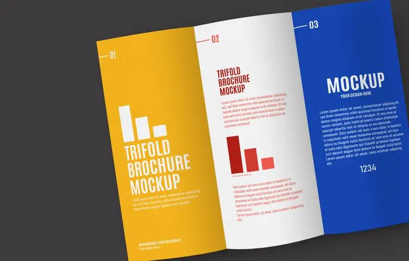 Trifold Brochure Diagonal Mockup