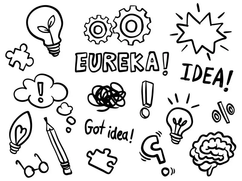 Collection of Hand-drawn Doodles About Ideas, Thinking, and Knowledge