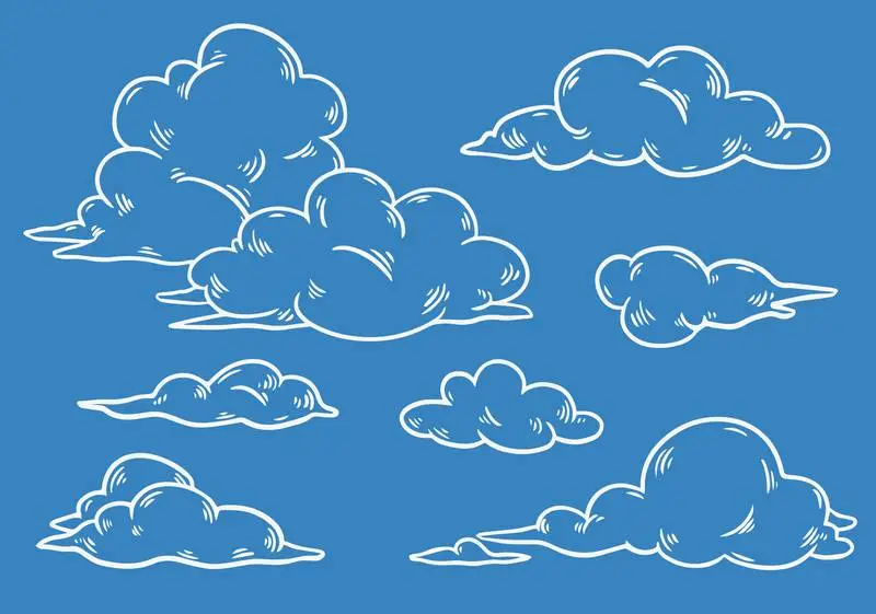 Set of Hand-drawn Clouds Doodles