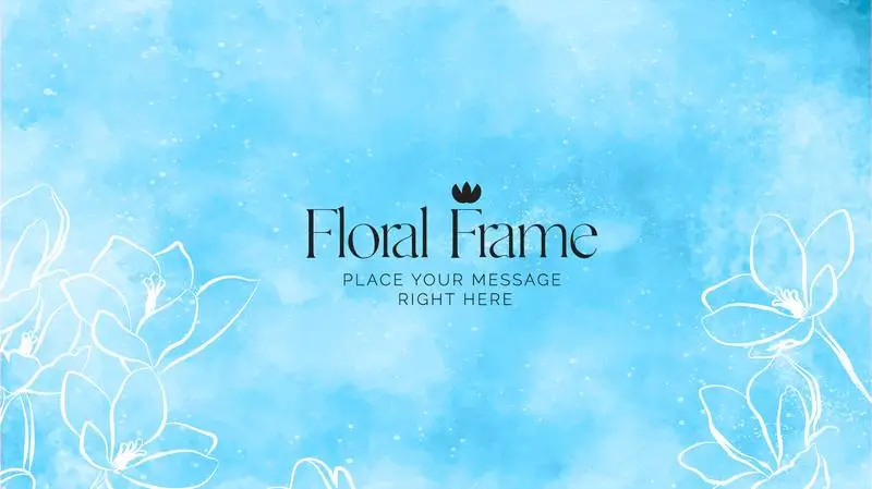 Blue Watercolor Floral Frame