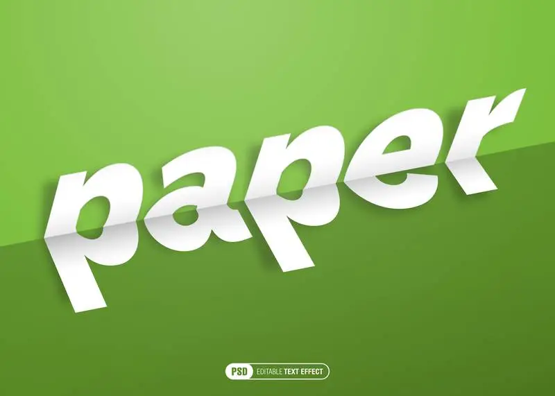 Folded White Paper Text Effect on Blue Background