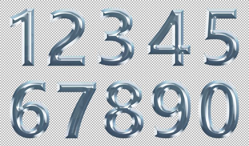 Collection of 3D Glass Numbers