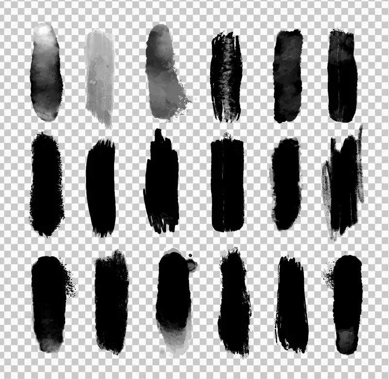 Set of Black Brushstrokes