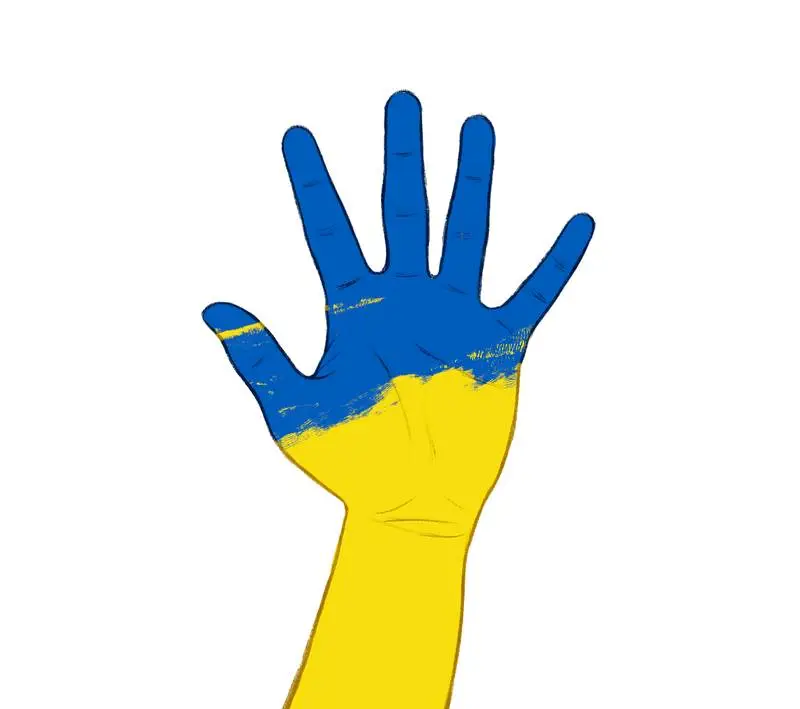 Single Hand with Ukraine Flag