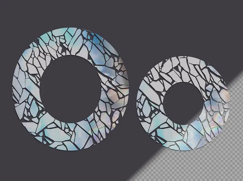 Letter O in Upper and Lower Case Made of Glass Shards
