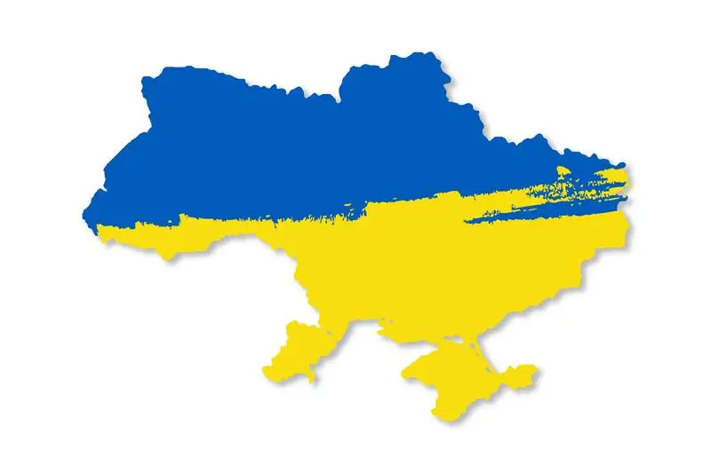 Ukraine Map with Brushstrokes Flag
