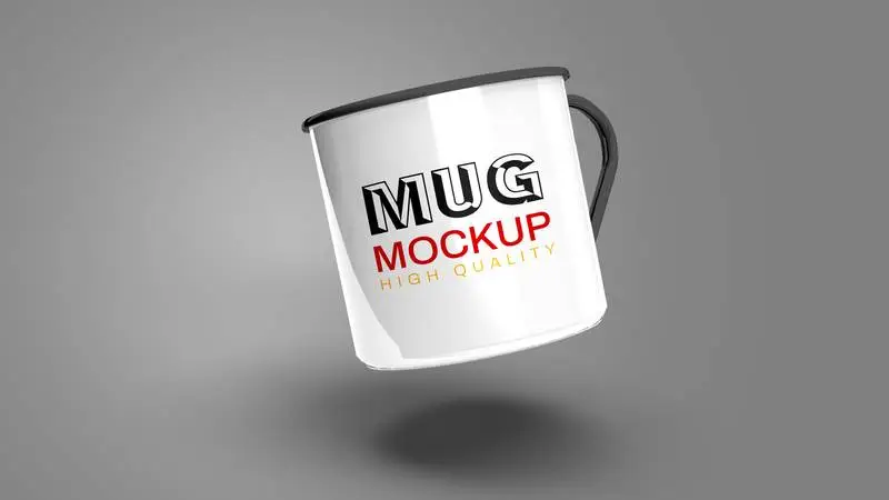 Floating Metallic Mug Mockup