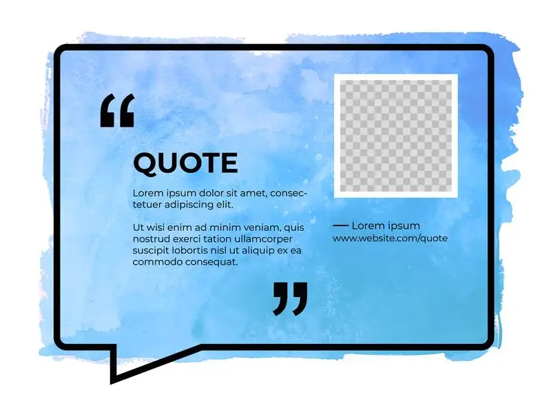 Banner for Quote with Blue Watercolor Background