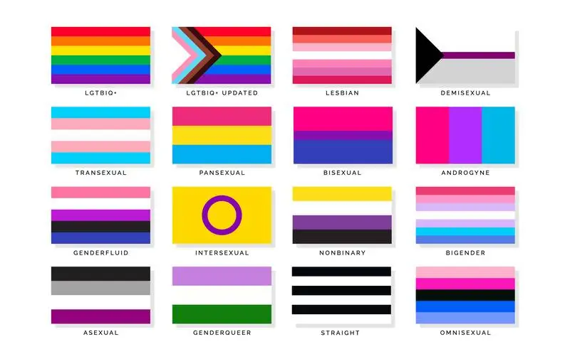 Sexual Orientation and Gender Identity Pride Flags Set
