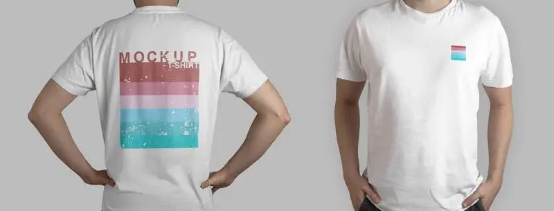 Front and Back Model Wearing White T-Shirt Mockup