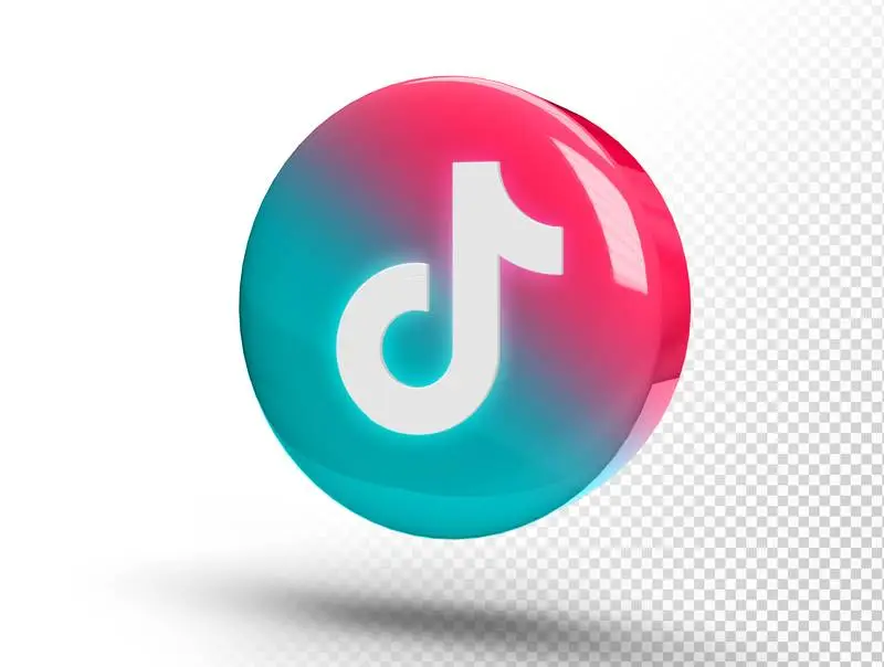 Glowing TikTok Logo on a Realistic 3D Circle