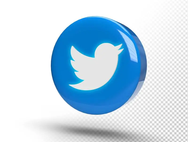 Glowing Twitter Logo on a Realistic 3D Circle