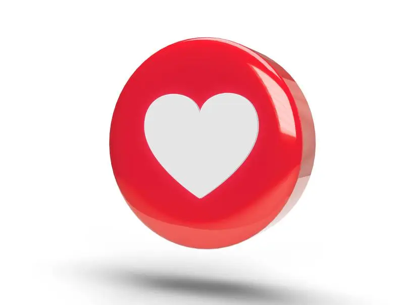 Glowing Love Symbol on a Realistic 3D Circle