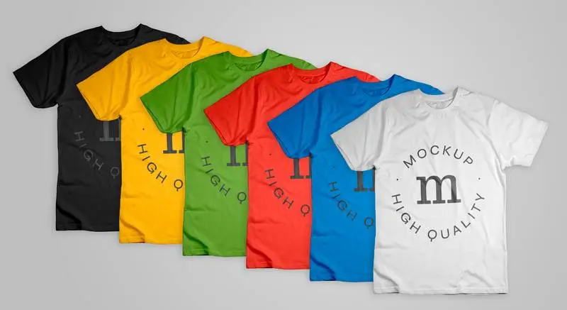 Set of Colored T-Shirts Mockup