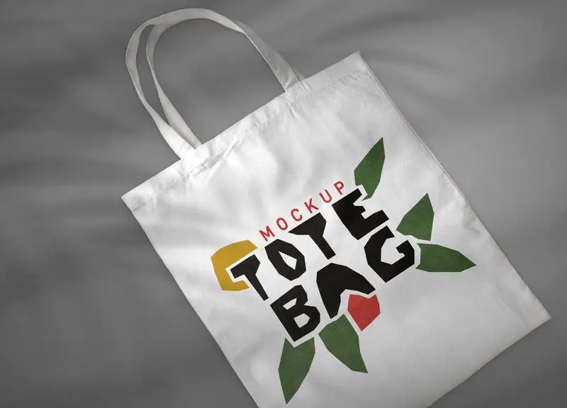 White Tote Bag Mockup with Plant