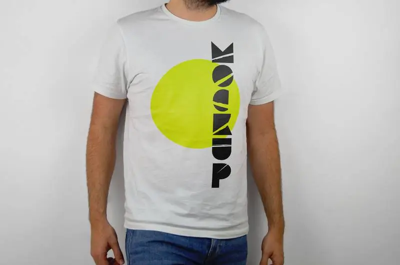 Mockup of Model with Jeans and White T-Shirt
