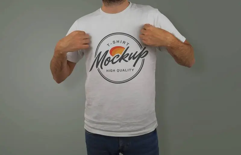 Male Model with White T-Shirt Mockup