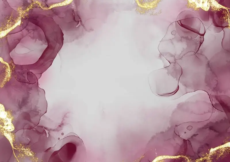 Liquid Watercolor Stain Background with Golden Strokes