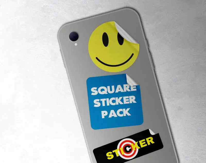 Pack of Three Modern Stickers Over Phone Mockup