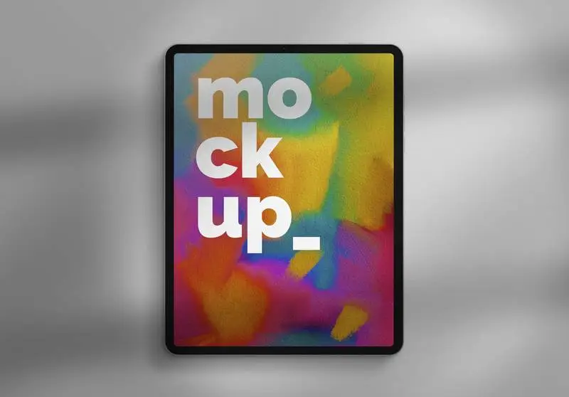 Minimalistic Tablet Pro Mockup on Grey Surface with Soft Shadows
