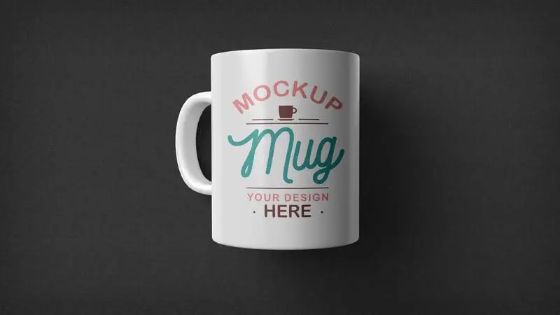 Elegant White Mug Mockup on Dark Background