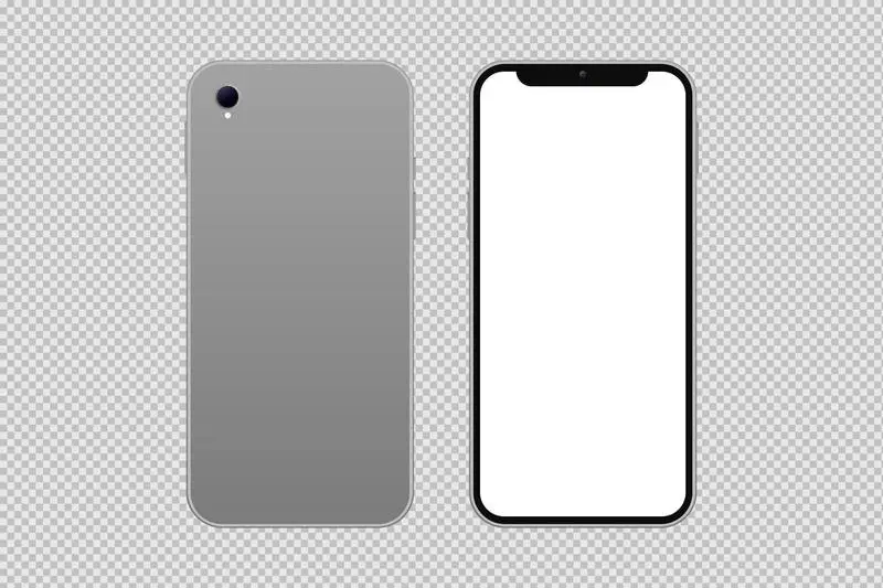 Front and Rear View of Isolated Smartphone