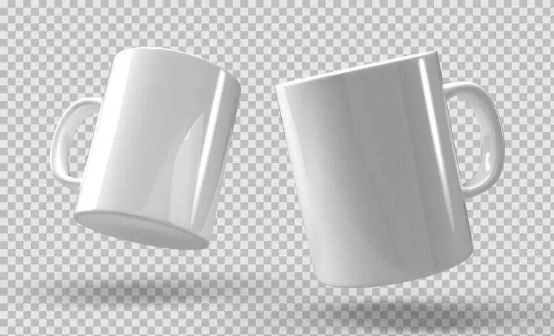Pack of Isolated White Mugs